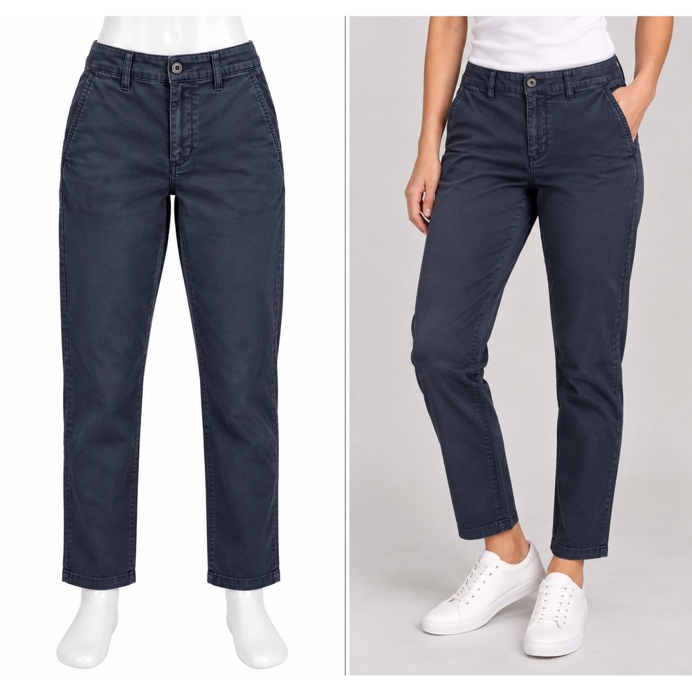 Lauren Ralph Lauren Chino Pants Womens 8P Navy Blue Stretch Cotton Preppy Casual